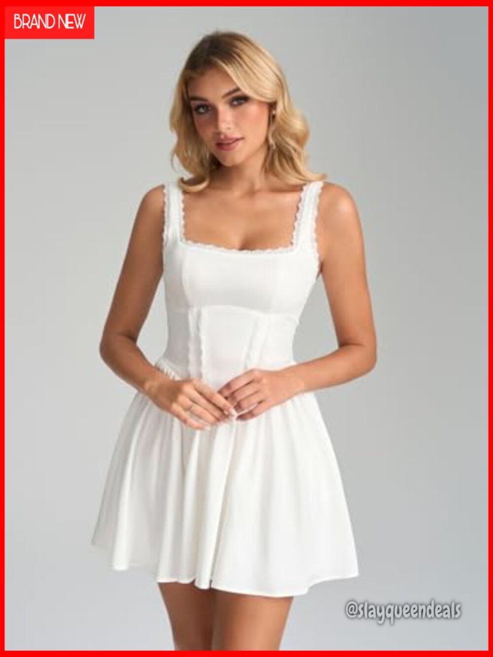 Lace Floral Corset Mini Dress Bow Tie Smocked Flowy Short Graduation Dresses - Picture 2 of 6